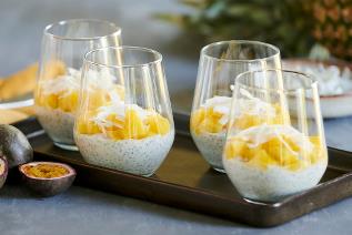 Chia Pudding with Mango, Passionfruit and Coconut 