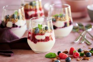 Yogurt with Berry Puree and Granola 