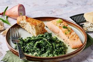 Creamed Spinach and Salmon
