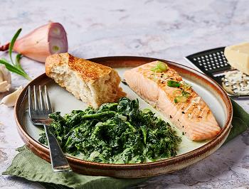 Creamed Spinach and Salmon