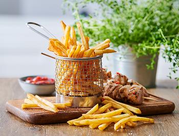 Chicken Skewers with French Fries 