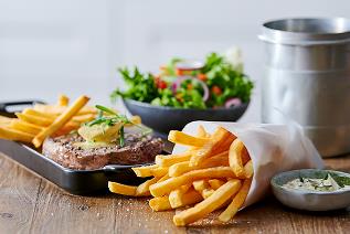Grilled Steak with French Fries  