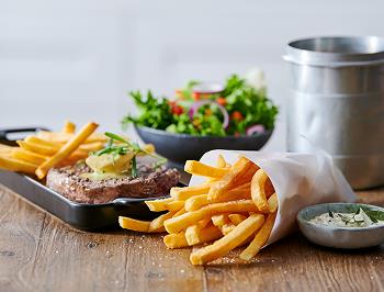Grilled Steak with French Fries  