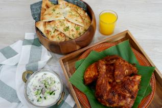 Tandoori Chicken with Stuffed Cheese Garlic Naan