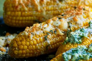Corn with Emborg Parmegiano Reggiano and herbs