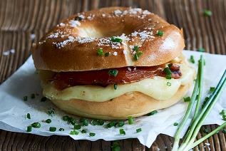 Grilled Bagel with Swiss-style Cheese & Squash