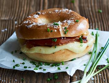 Grilled Bagel with Swiss-style Cheese & Squash
