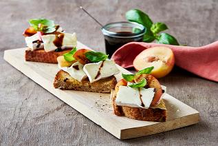 Camembert and Peach Toast with Honey