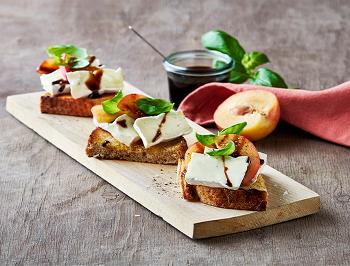 Camembert and Peach Toast with Honey