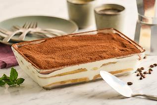 Traditional Tiramisu with Coffee and Sweet Wine