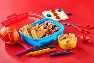 Lunch box with Grilled Cheese and Granola Bars