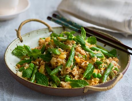 Fried Rice with Organic Beans and Peas