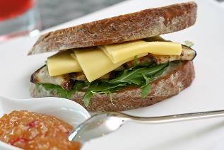 Grilled eggplant sandwich